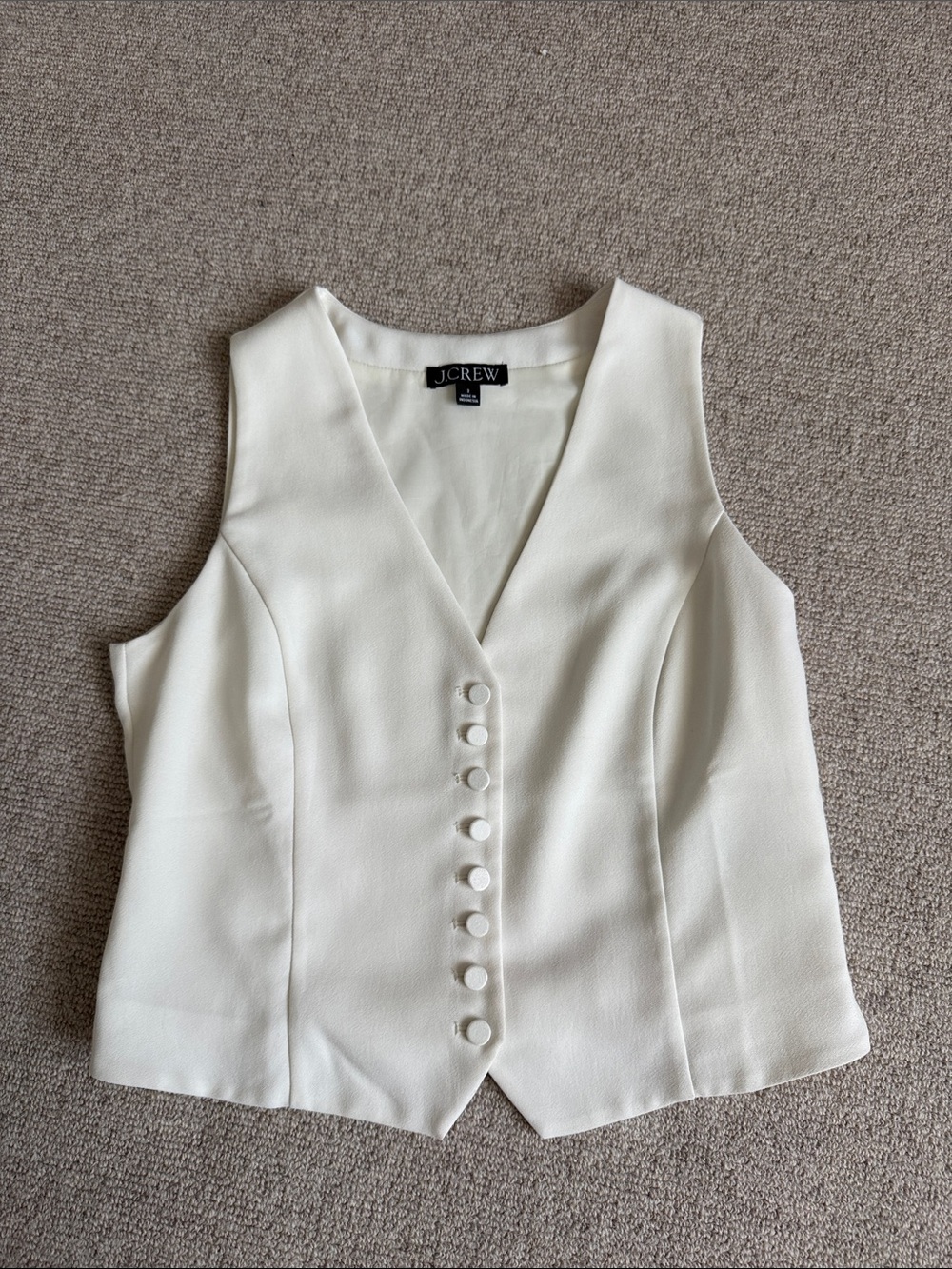J. Crew Ivory Button-Front Tailored Vest